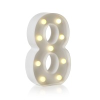 Auraglow Led Alphabet Letter & Number Light Sign Decorations, Lamp For Home Birthday Party Event, Night Lights, Battery Powered Letters And Numbers With Four Hour Timer (8)