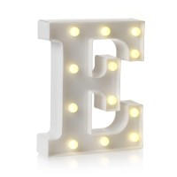 Auraglow Led Alphabet Letter & Number Light Sign Decorations, Lamp For Home Birthday Party Event, Night Lights, Battery Powered Letters And Numbers With Four Hour Timer (E)