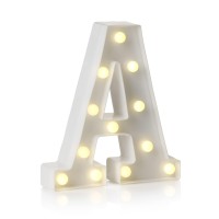 Auraglow Led Alphabet Letter & Number Light Sign Decorations, Lamp For Home Birthday Party Event, Night Lights, Battery Powered Letters And Numbers With Four Hour Timer (A)