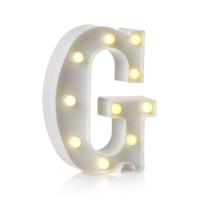 Auraglow Led Alphabet Letter & Number Light Sign Decorations, Lamp For Home Birthday Party Event, Night Lights, Battery Powered Letters And Numbers With Four Hour Timer (G)