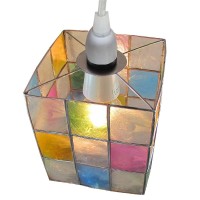 Multicoloured Capiz Shell Vintage Retro Easy Fit Rectangular Pendant Shade | 13Cm Wide (5