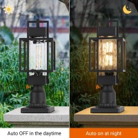 18 H Dusk To Dawn Outdoor Post Light Fixture Hardwired 120V Waterproof Aluminum Pole Light With Pier Mount Base Matte Black