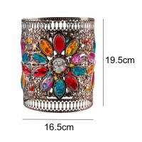 Antique Copper & Faceted Multicolour Acrylic Crystal Jewels Vintage Moroccan Easy Fit Cylinder Pendant Shade | 17Cm Diameter | None Electric Ceiling Lampshade | Fits Lampholder Types E14 E27 B15 B22