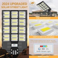 Deepn 2 Pack 3600W Solar Street Lights Outdoor 300000 Lumens Dusk To Dawn Solar Flood Lights Outdoor Motion Sensor Ip66 Waterpr