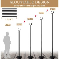 Sprimden 10Ft String Light Poles For Outdoors Outside Light Poles For Hard Ground Surface Backyard Patio Outdoor Lighting M