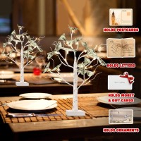 Peiduo Gift Card Tree Holder Lighted 22 Inch 24 Lt Fairy Light Spirit Tree With Clips And Greeting Cards 2Pk Money Trees For B