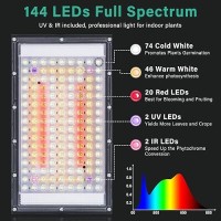 Lbw Grow Lights For Indoor Plants 144 Leds Full Spectrum Grow Light Hanging Plant Grow Light With 4H8H12H Timer 6 Dimmable