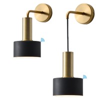 Battery Operated Wall Sconce Set Of 2 Without Wiring With Remote Control And Rechargeable Light Bulbs Wall Mounted Lamp Modern