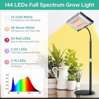 Lbw Grow Light For Indoor Plants 144 Led Full Spectrum Plant Light For Indoor Plants Large Desk Grow Lamp With Onoff Switch H