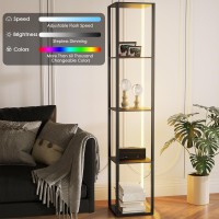 Jehiatek Rgb Floor Lamp With Shelves, Tall Standing Lamp For Living Room, Led Display Shelf For Collectibles, Modern Floor Lamp With Remote And App Control, 63.8 Inches, Black