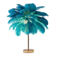 Creative Green Ostrich Feather Table Lamp Bedside Lamp Light Luxury And Elegant Lampshade Night Light Table Lighting For Living Room Bedroom Home Decoration, Plug-In