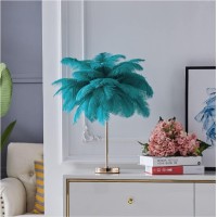 Creative Green Ostrich Feather Table Lamp Bedside Lamp Light Luxury And Elegant Lampshade Night Light Table Lighting For Living Room Bedroom Home Decoration, Plug-In