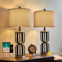 Gsafava 25 Industrial Dual Usb Charging Ports 3Way Dimmable Touch Control Table Lamp Nightstand Lamp Vintage Modern Bedside