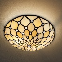 Artzone Tiffany Ceiling Lights, Stained Glass Ceiling Light 2-Lights 12 Inch Tiffany Flush Mount Ceiling Light For Bedroom Dining Living Room Entryway Foyer