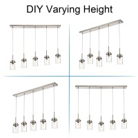 Melucee 5 Lights Kitchen Island Lighting Modern Linear Chandeliers For Dining Room Industrial Brushed Nickel Pendant Light Fixt