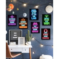 Video Gamer Room Decor For Boys Gaming Wall Art Neon Gaming Room Decor Game Poster 8X10 Gamer Wa