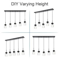 Melucee Kitchen Island Lighting Modern 5 Lights Linear Chandeliers For Dining Room Industrial Black Pendant Light Fixtures Ceil