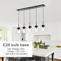 Melucee Kitchen Island Lighting Modern 5 Lights Linear Chandeliers For Dining Room Industrial Black Pendant Light Fixtures Ceil