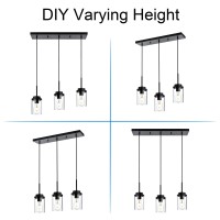 Melucee 3 Lights Linear Chandelier Black Finish Kitchen Pendant Lighting Over Island Dining Room Light Fixtures Ceiling Hanging