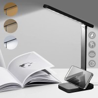 Candyfouse Led Desk Lamp With Touch Control, Reading Lamp, 3 Color Modes No Flicker, Foldable Table Lamp, Eye Caring Reading Light For Office, Home, Dormitory, Usb Interface Dc5V 1A(Black)