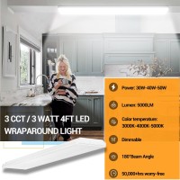 Faithsail Dimmable 4Ft Led Wraparound 4 Foot Led Light Fixture With 3 Watt3 Lumen3 Cct 30W40W50W 3500Lm4500Lm5500Lm 30