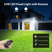 Imaihom 5 Adjustable Heads Dusk To Dawn Led Outdoor Lighting, 55W Flood Lights Outdoor With Remote Control, 2 Modes 5000Lm 6500K Photocell Flood Light, Ip65 Waterproof Exterior Security Light For Yard