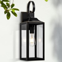 Yolsunes Black Outdoor Wall Lantern 19 Large Outside Farmhouse Wall Sconce Light Fixture Industrial Wall Mount Light Waterpr