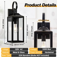 Yolsunes Black Outdoor Wall Lantern 19 Large Outside Farmhouse Wall Sconce Light Fixture Industrial Wall Mount Light Waterpr