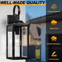 Yolsunes Black Outdoor Wall Lantern 19 Large Outside Farmhouse Wall Sconce Light Fixture Industrial Wall Mount Light Waterpr