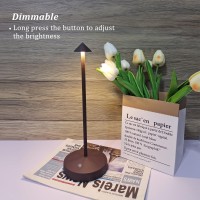 Rechargeable Cordless Table Lamps,Modern Battery Operated Table Lamp,Portable Led Touch 2 Levels Brightness Dimmable Bar Lamp,Wireless Small Lamp In Aluminum For Bars,Restaurant,Living Room(Rust)