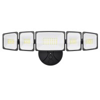 Szpower 55W Led Flood Lights Outdoor Waterproof Ip65 5 Heads Exterior Security Lights With 360 Lighting Angle 6500K Super Brig