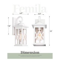 Femila Outdoor Wall Lights, 2 Pack White Porch Lights, Waterproof Outdoor Wall Sconce, Anti-Rust Matte White Finish With Clear Glass Shade, Wall Lantern For, Patio, Garage, Doorway, 4Fd66B-2Pk Wh