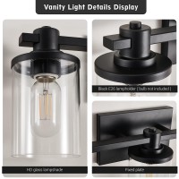 Dadul 3 Light Bathroom Vanity Light Black Bathroom Light Fixtures Over Mirror Modern Black Vanity Light With Clear Glass Shade