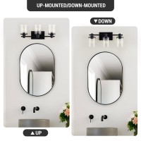 Dadul 3 Light Bathroom Vanity Light Black Bathroom Light Fixtures Over Mirror Modern Black Vanity Light With Clear Glass Shade