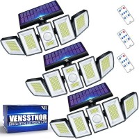 Vensstnor Solar Lights Outdoor Motion Sensor 400 Brighter 7000K 3000Lm 5 Levels Brightness 3 Lighting Modes 2400Mah 360 Wide