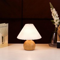 Kunjoulam Small Pleated Table Lamp Modern Bedside Nightstand Lamp With Beige Lampshade Metal Base Cute Lamp For Bedroom Livin