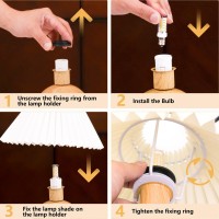 Kunjoulam Small Pleated Table Lamp Modern Bedside Nightstand Lamp With Beige Lampshade Metal Base Cute Lamp For Bedroom Livin