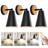 Haultop 3 Pack Battery Operated Wall Sconce Ir Remote Control Battery Operated Wall Lights Matte Black Battery Operated Sconce