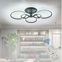 Sjv Modern Ceiling Light Fixture Dimmable Led Flush Mount Ceiling Lamp Black 314 Kitchen Ceiling Lights 6Rings Lighting Fi