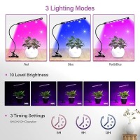 Ipower 21 Led Grow Light With Full Spectrum For Indoor Plants 3 Light Modes10 Dimmable Levels Auto 6H9H12H Timer 2 Pack Red