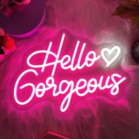 Brochao Hello Gorgeous Neon Sign Led Neon Light Sign For Wall Pink Signs For Birthday Engagement Party Wedding Bachelorette Part