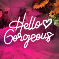 Brochao Hello Gorgeous Neon Sign Led Neon Light Sign For Wall Pink Signs For Birthday Engagement Party Wedding Bachelorette Part