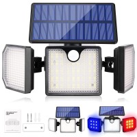 Ucgg Solar Wall Lights Outdoor, 260Lm 6500K Strobe Lights, Ip65 Waterproof Flood Light, 3 Adjustable Head 270 Wide Angle Lighting With Motion Sensor