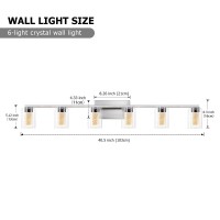 Sadenicel 6 Light Brushed Nickel Bathroom Light Fixtures, Led Vanity Lights Crystal White/Neutral/Warm Bathroom Lights Over Mirror For Bathroom, Bedroom,Living Room (6 Light)