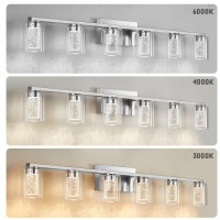 Sadenicel 6 Light Brushed Nickel Bathroom Light Fixtures, Led Vanity Lights Crystal White/Neutral/Warm Bathroom Lights Over Mirror For Bathroom, Bedroom,Living Room (6 Light)