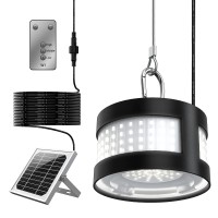 Loftek 160 Led Solar Lights Outdoor Waterproof, Solar Pendant Lights With Remote 16.4Ft Cable & Hanging Hook, Dusk To Dawn Solar Powered Patio Lights For Shed Garden Garage