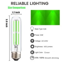 Leools E26 Led Green Light Bulbdimmable Filament Led Green Light Bulbs 60 Watt Equivalent Vintage Led Red Bulb5Inch Led Tubul