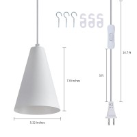 White Plug In Pendant Lights Kitchen Island Dining Room Light Fixtures Over Table 1 Pack With Cone Metal Shade Modern Farmhouse