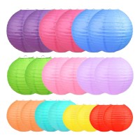 Lihao 20Pcs Colorful Paper Lanterns Mix Size Chinese Paper Lanterns Hanging Ball Lanterns For Party Wedding Birthday Halloween X