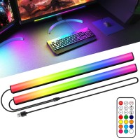 Abcidy 2-In-1 Under Monitor Light Bar, 2 Pcs Screenbar Light Desk Lamp Computer With Remote Controller Color Changing, Led Dynamic Rainbow Effect Usb Powered For Pc Setup, Keyboard Light, Gaming Room